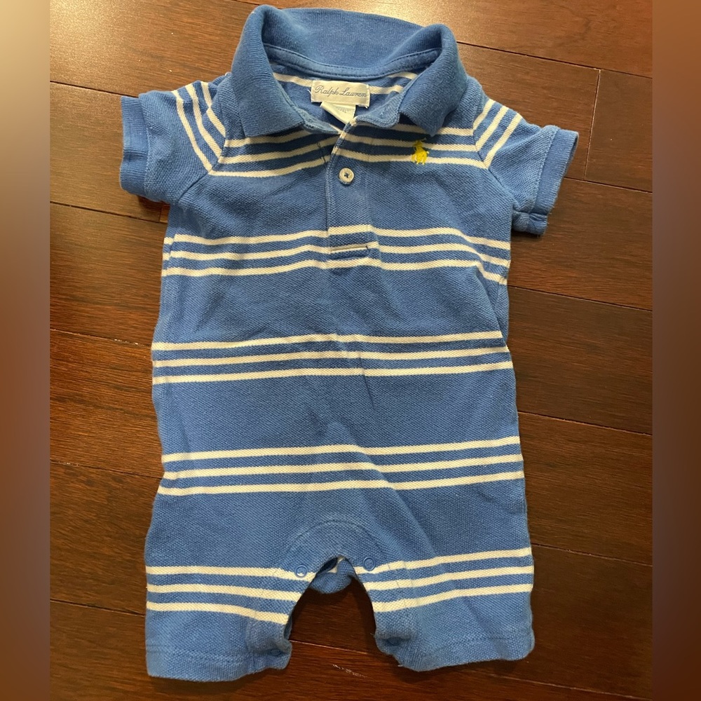 6 mo Ralph Lauren Blue and White Striped Romper